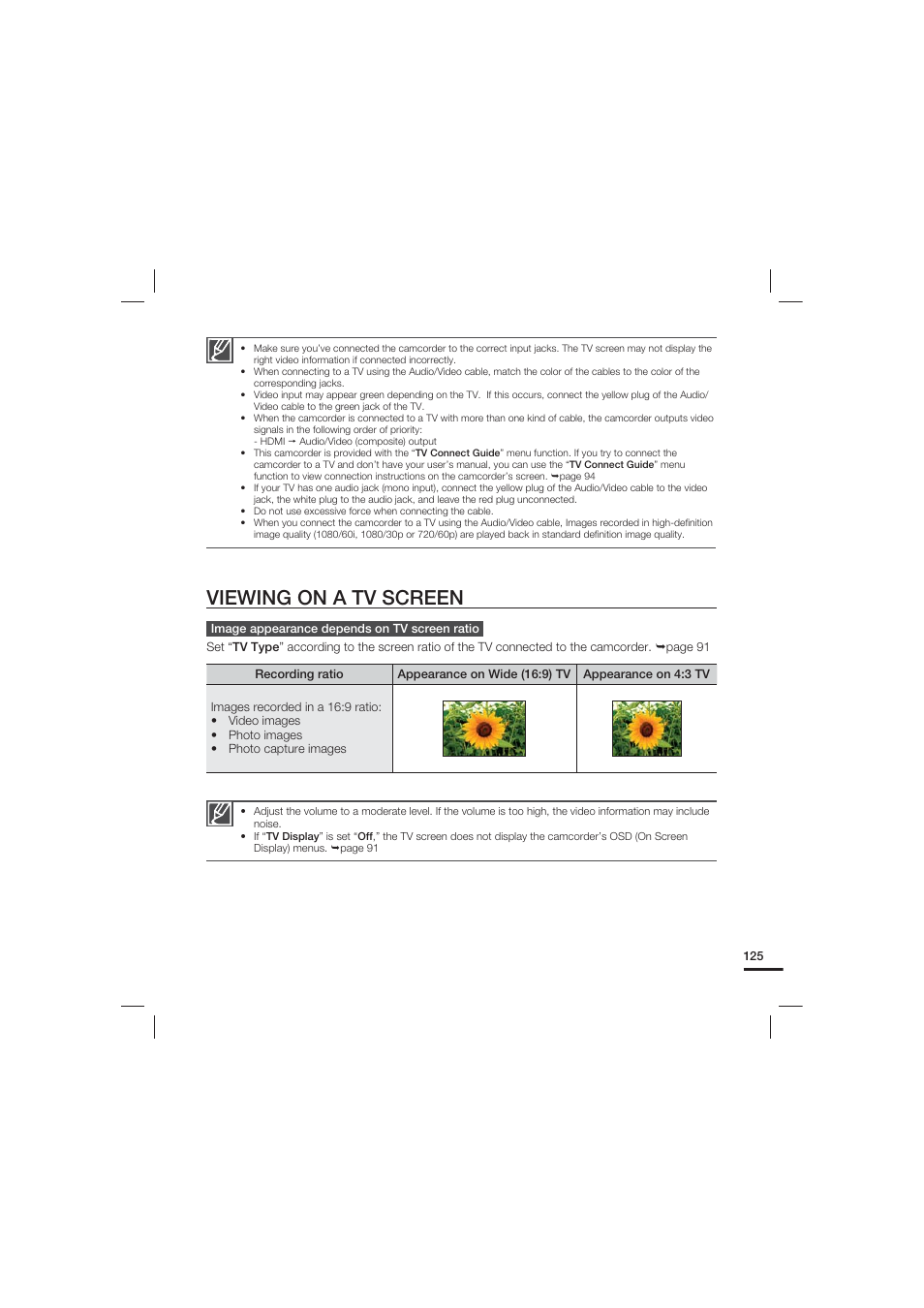 Viewing on a tv screen | Samsung HMX-S15BN-XAA User Manual | Page 135 / 166