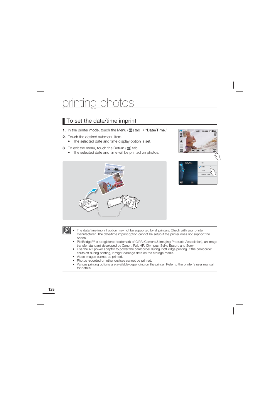 Printing photos | Samsung HMX-S15BN-XAA User Manual | Page 138 / 166