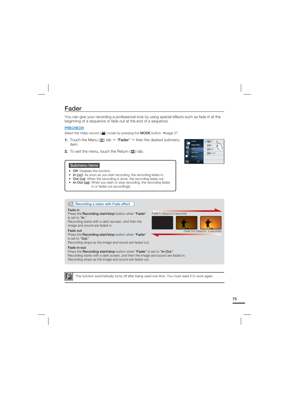 Fader | Samsung HMX-S15BN-XAA User Manual | Page 85 / 166