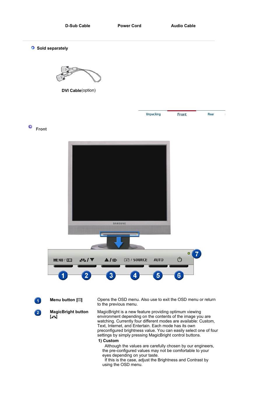 Front | Samsung MJ17MSTBV User Manual | Page 20 / 96