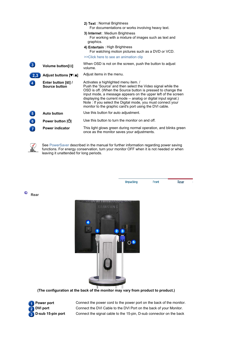 Rear | Samsung MJ17MSTBV User Manual | Page 21 / 96