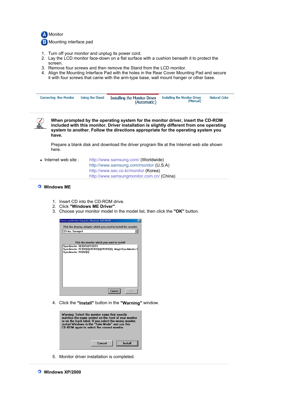Installing the monitor driver(automatic) | Samsung MJ17MSTBV User Manual | Page 30 / 96