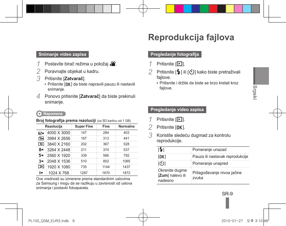 Reprodukcija fajlova | Samsung EC-PL100ZBPBPY User Manual | Page 119 / 144