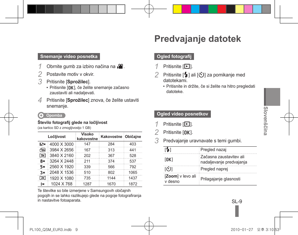 Predvajanje datotek | Samsung EC-PL100ZBPBPY User Manual | Page 129 / 144