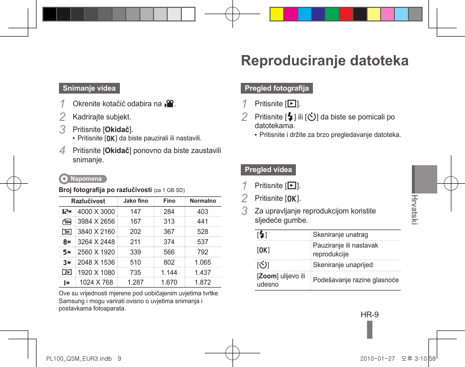 Reproduciranje datoteka | Samsung EC-PL100ZBPBPY User Manual | Page 139 / 144