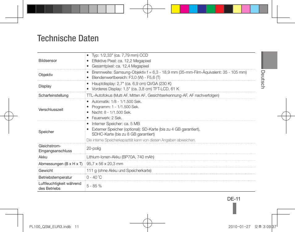 Technische daten, Deutsch | Samsung EC-PL100ZBPBPY User Manual | Page 21 / 144