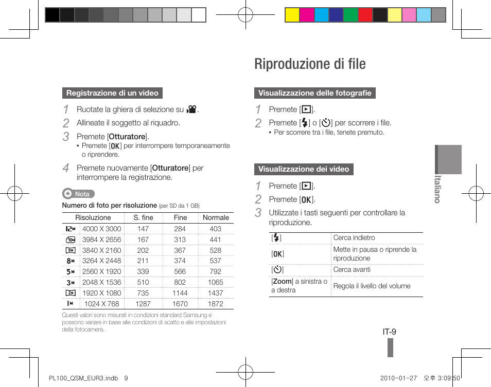 Riproduzione di file | Samsung EC-PL100ZBPBPY User Manual | Page 39 / 144