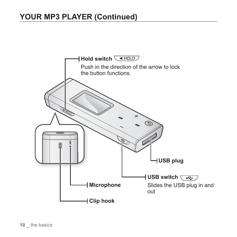 Your mp3 player (continued) | Samsung YP-U3JQL-XAA User Manual | Page 12 / 64