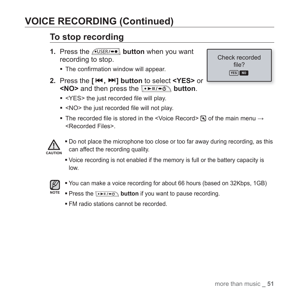 Voice recording (continued) | Samsung YP-U3JQL-XAA User Manual | Page 53 / 64