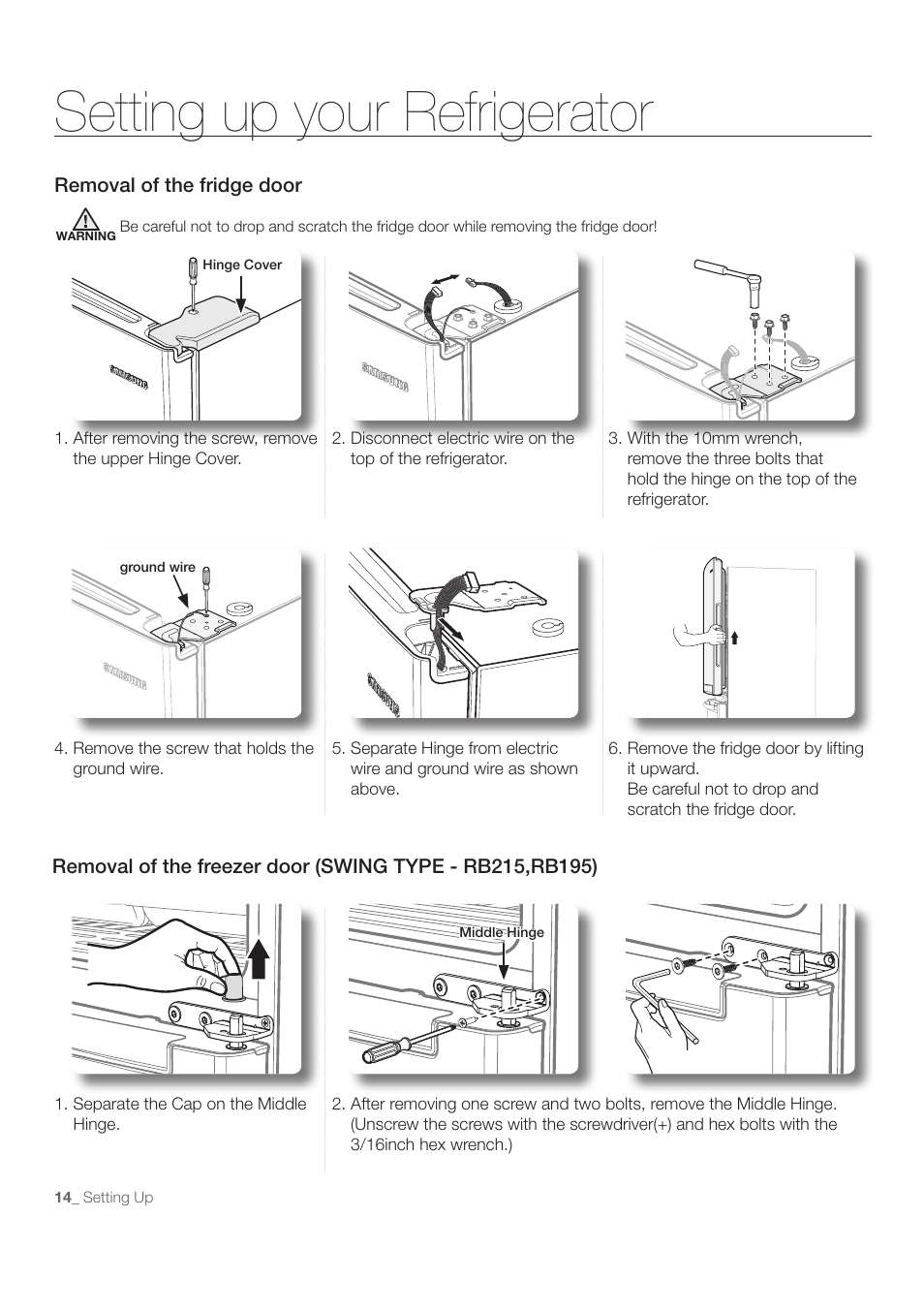 Setting up your refrigerator | Samsung RB215ACBP-XAA User Manual | Page 14 / 32