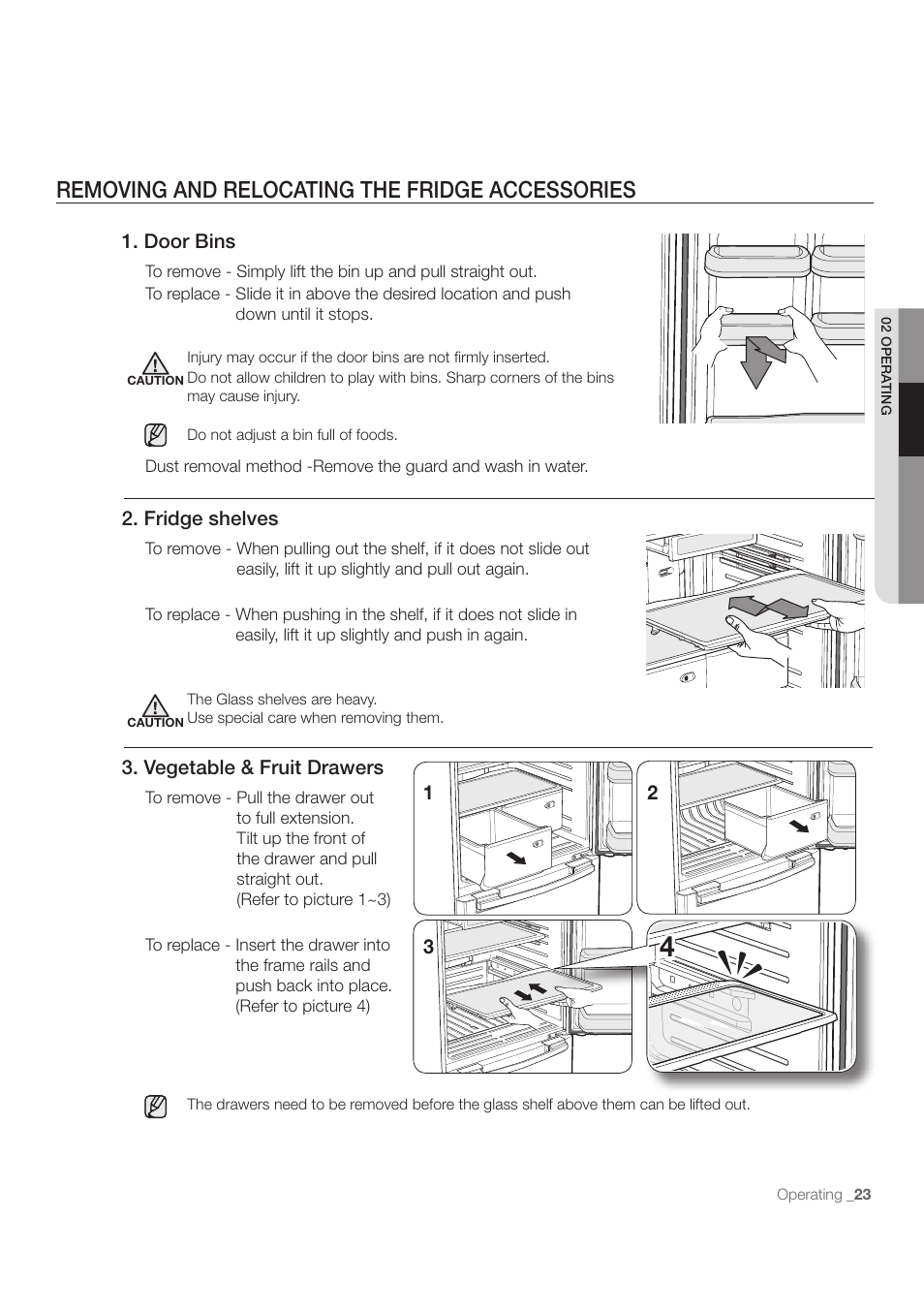 Removing and relocating the fridge accessories | Samsung RB215ACBP-XAA User Manual | Page 23 / 32
