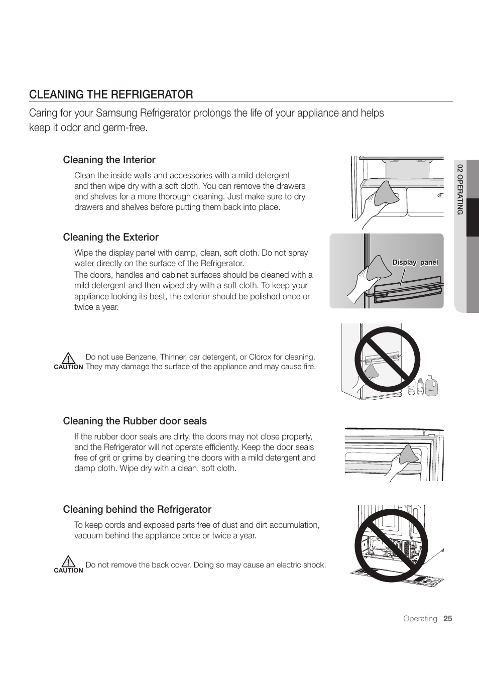 Cleaning the refrigerator | Samsung RB215ACBP-XAA User Manual | Page 25 / 32