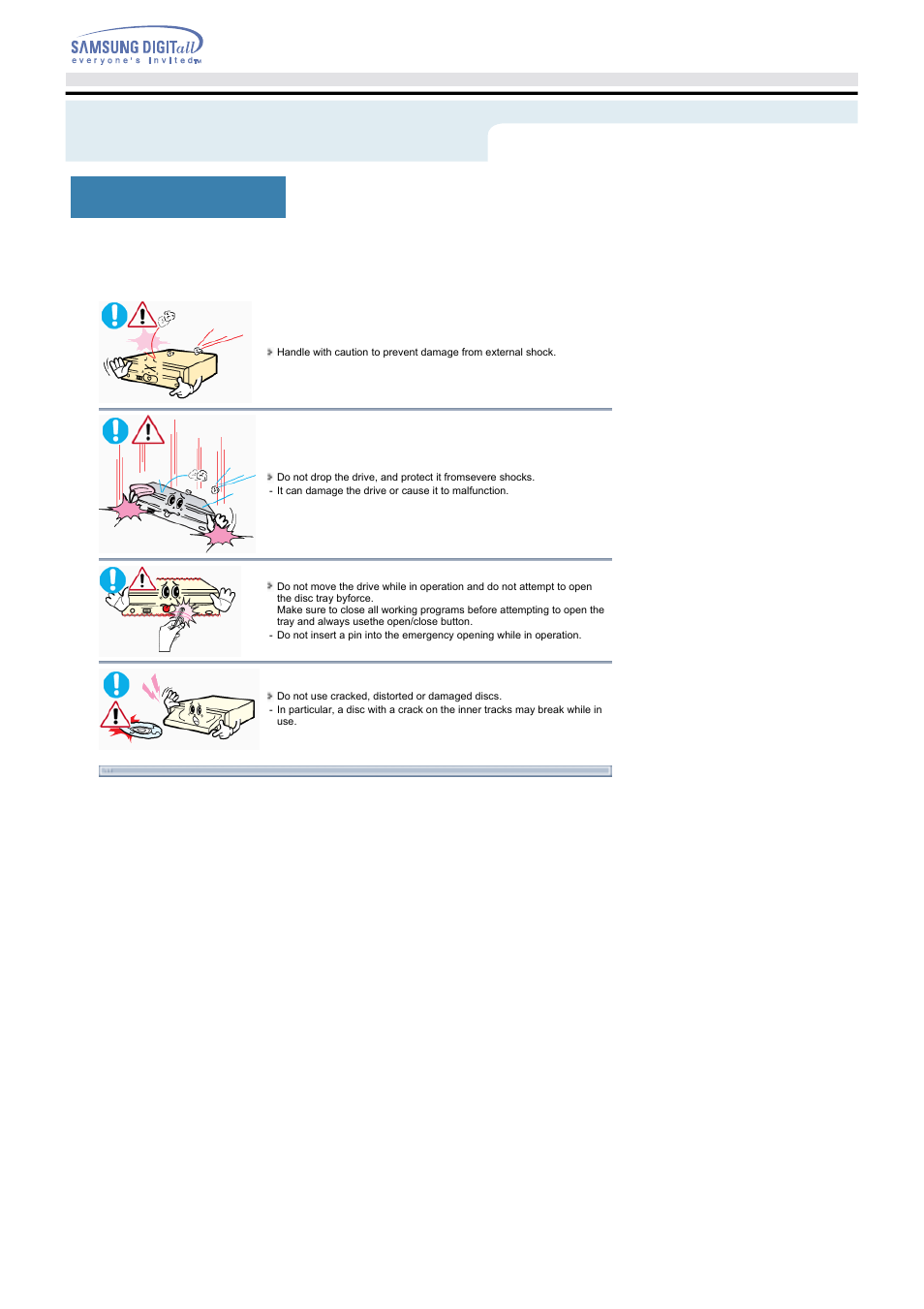 Safety precautions, While operating | Samsung SW-248BRNS User Manual | Page 4 / 18