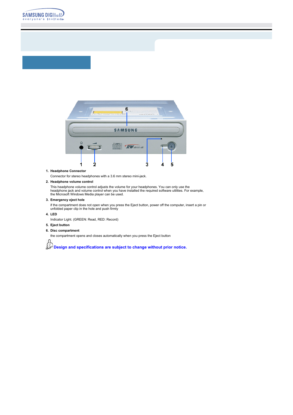 Introduction, Front | Samsung SW-248BRNS User Manual | Page 6 / 18