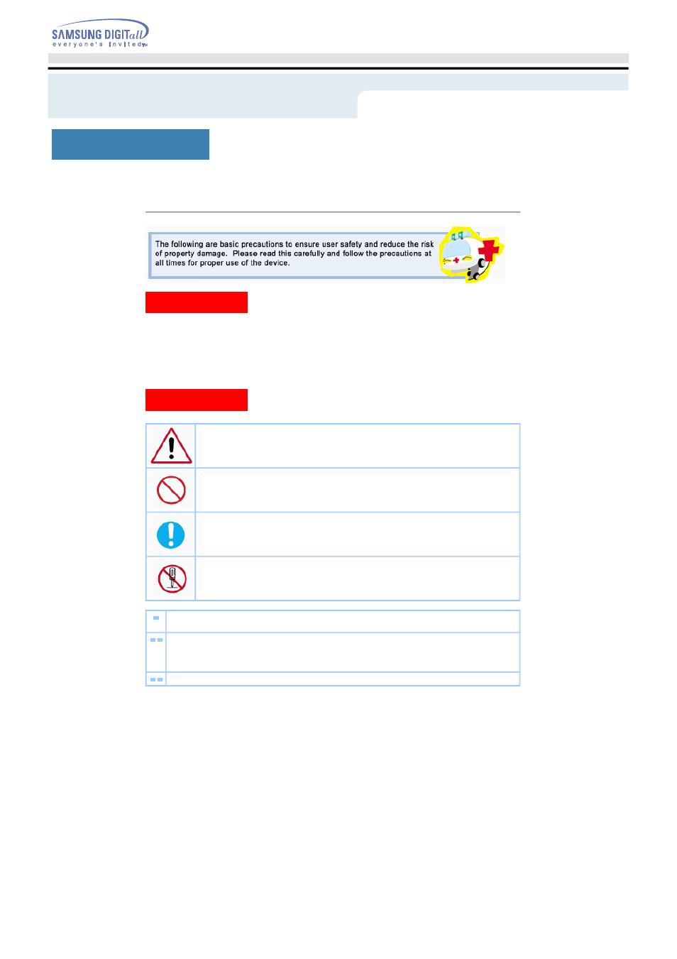 Safety precautions, Notational | Samsung TS-H492A-WBGH User Manual | Page 3 / 24
