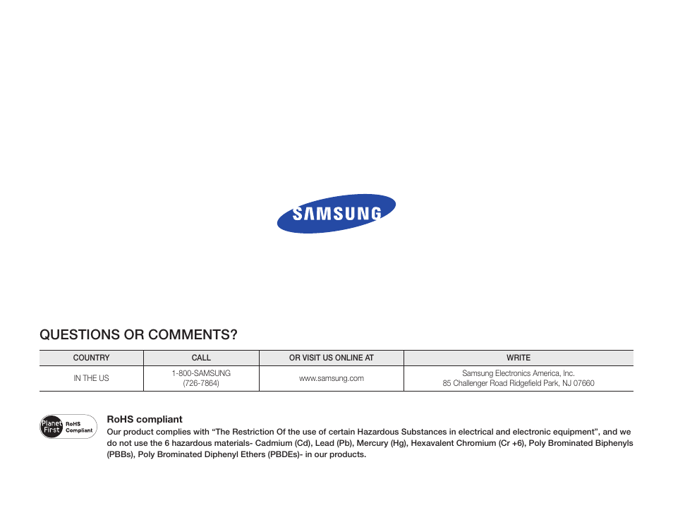 Questions or comments | Samsung HMX-F900WN-XAA User Manual | Page 113 / 113