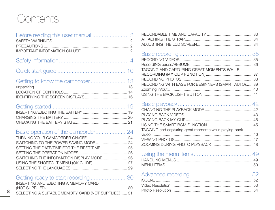 Samsung HMX-F900WN-XAA User Manual | Page 12 / 113