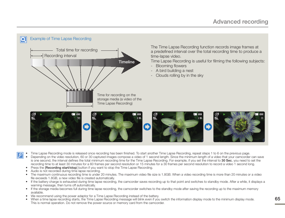 Advanced recording | Samsung HMX-F900WN-XAA User Manual | Page 69 / 113