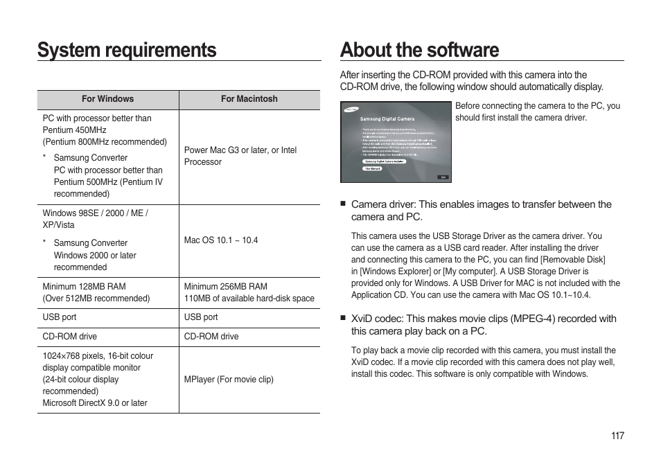System requirements, About the software | Samsung i8 (User Manual) User Manual | Page 118 / 136