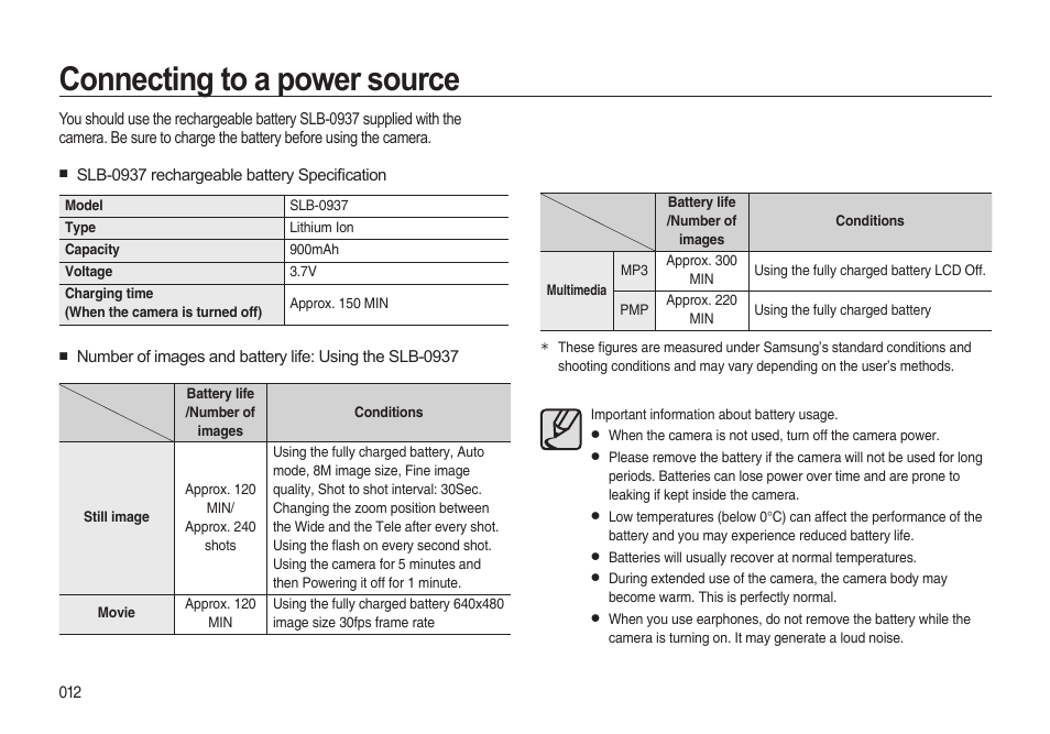 Connecting to a power source | Samsung i8 (User Manual) User Manual | Page 13 / 136