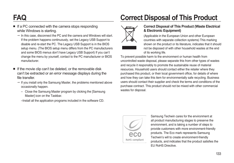 Correct disposal of this product | Samsung i8 (User Manual) User Manual | Page 134 / 136