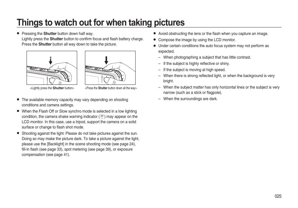 Things to watch out for when taking pictures | Samsung i8 (User Manual) User Manual | Page 26 / 136