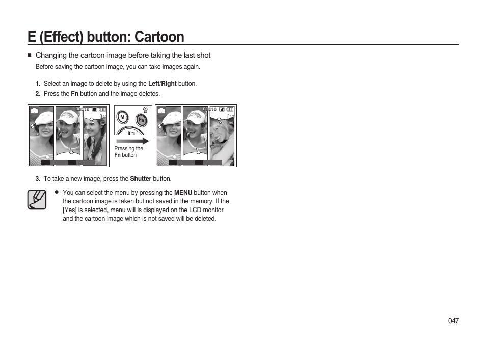 E (effect) button: cartoon | Samsung i8 (User Manual) User Manual | Page 48 / 136