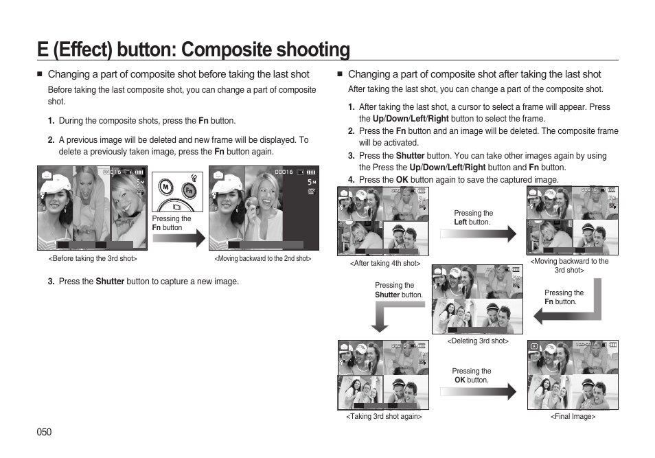 E (effect) button: composite shooting | Samsung i8 (User Manual) User Manual | Page 51 / 136