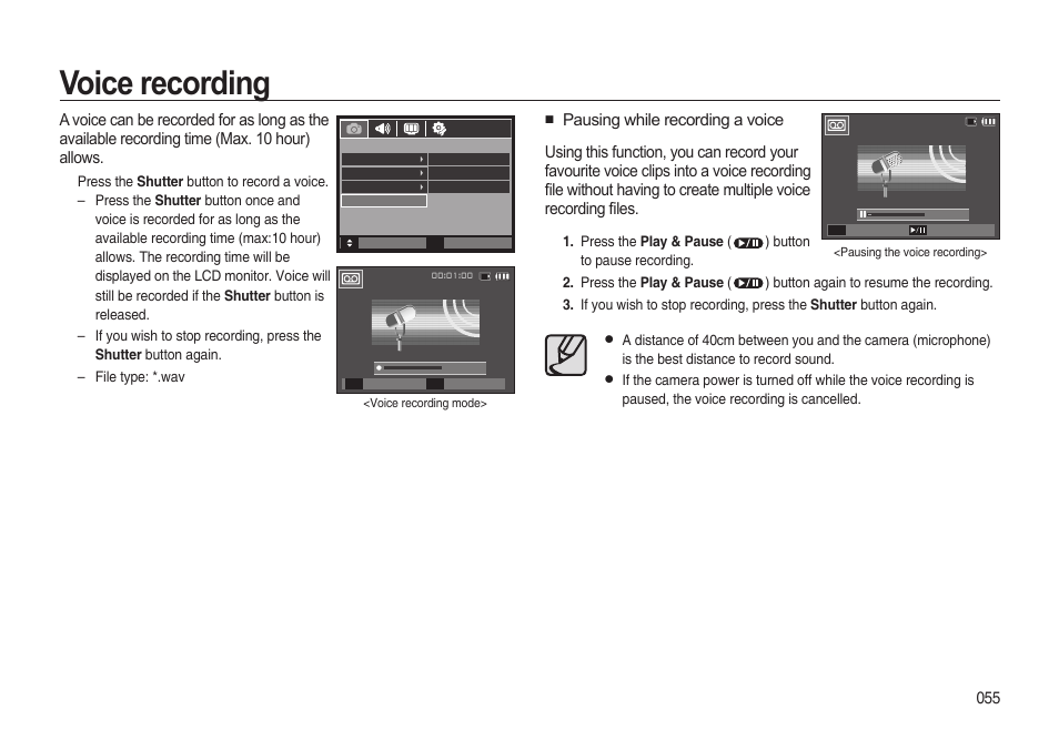 Voice recording | Samsung i8 (User Manual) User Manual | Page 56 / 136