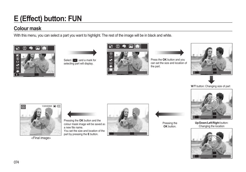 E (effect) button: fun, Colour mask, Final image | Samsung i8 (User Manual) User Manual | Page 75 / 136