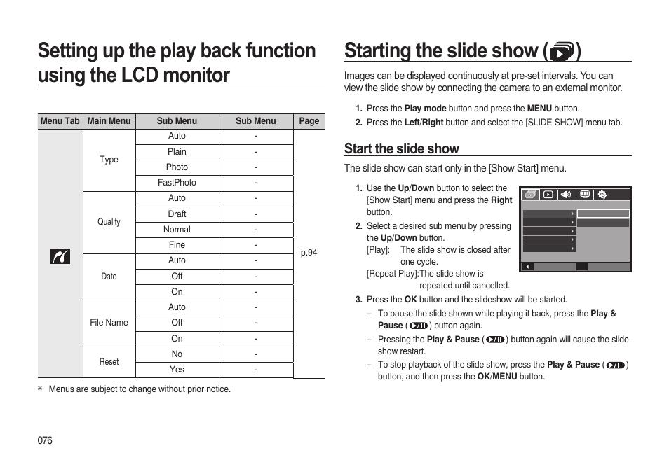 Starting the slide show ( ), Start the slide show | Samsung i8 (User Manual) User Manual | Page 77 / 136