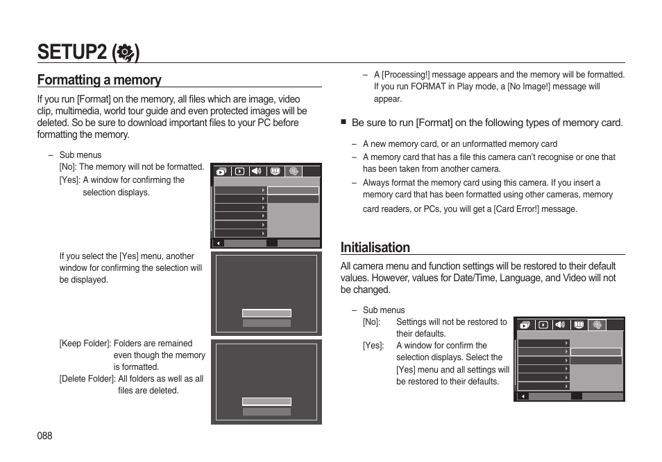 Setup2 ( ), Initialisation | Samsung i8 (User Manual) User Manual | Page 89 / 136