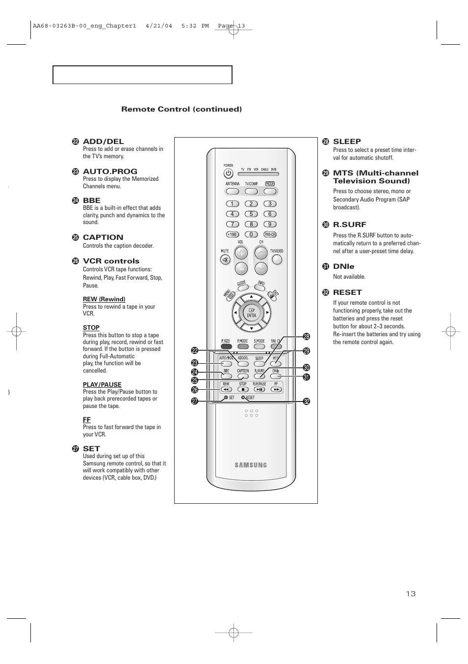 Samsung TXP2675WHX-XAA User Manual | Page 13 / 80