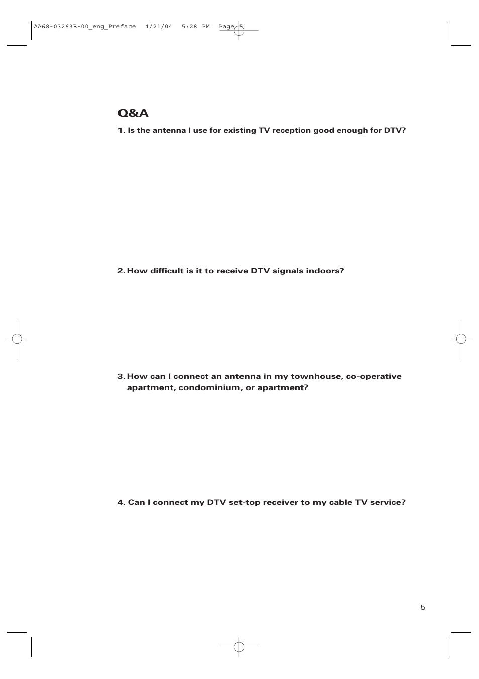 Samsung TXP2675WHX-XAA User Manual | Page 5 / 80