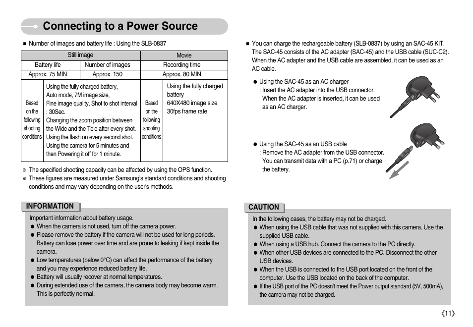 Aconnecting to a power source | Samsung EC-NV7ZZBBA-US User Manual | Page 12 / 82