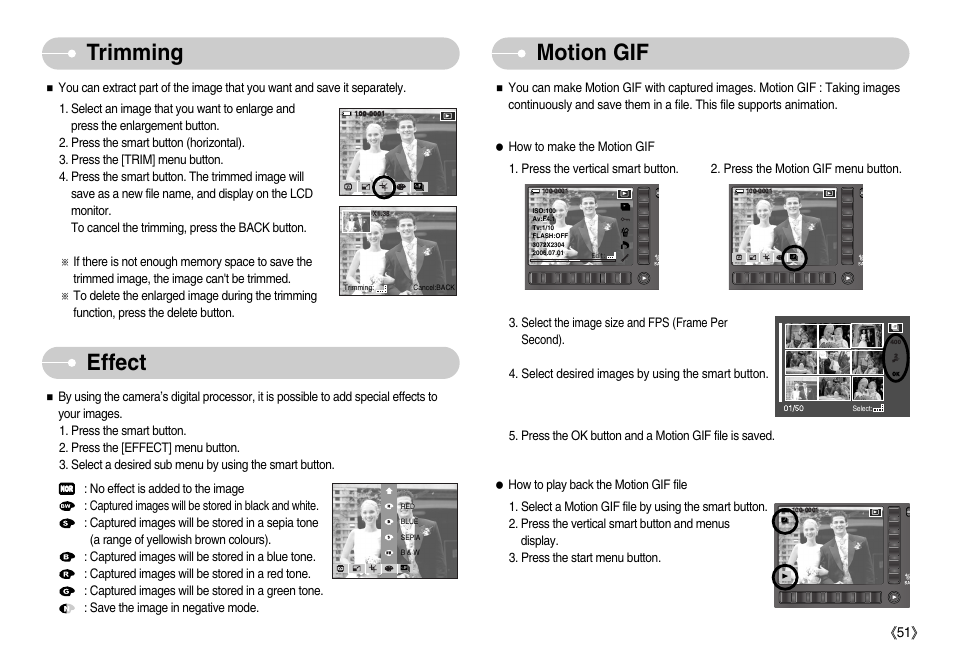 Trimming, Effect, Motion gif | Samsung EC-NV7ZZBBA-US User Manual | Page 52 / 82