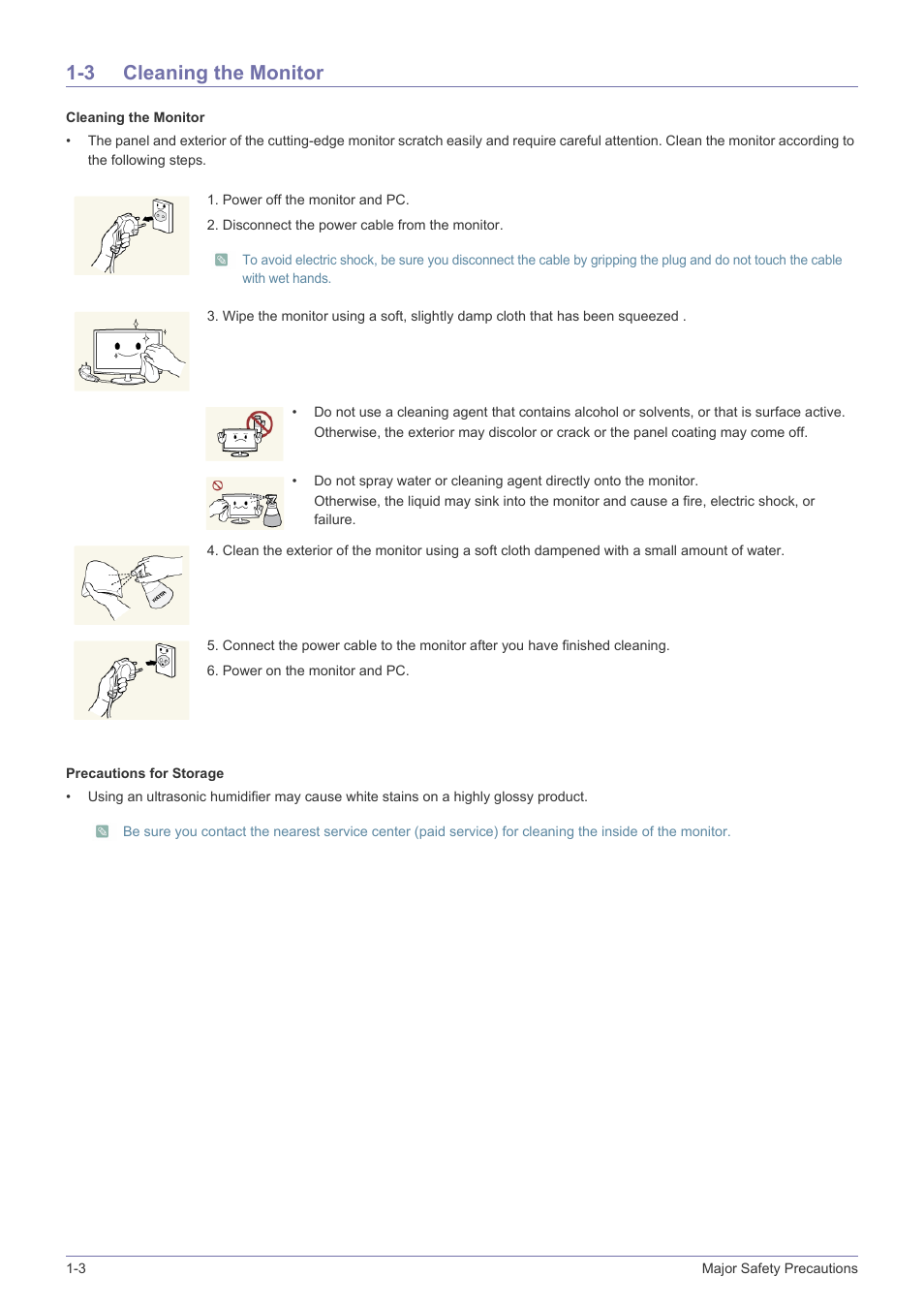 3 cleaning the monitor, Cleaning the monitor -3 | Samsung LS23A350BS-ZC User Manual | Page 6 / 87
