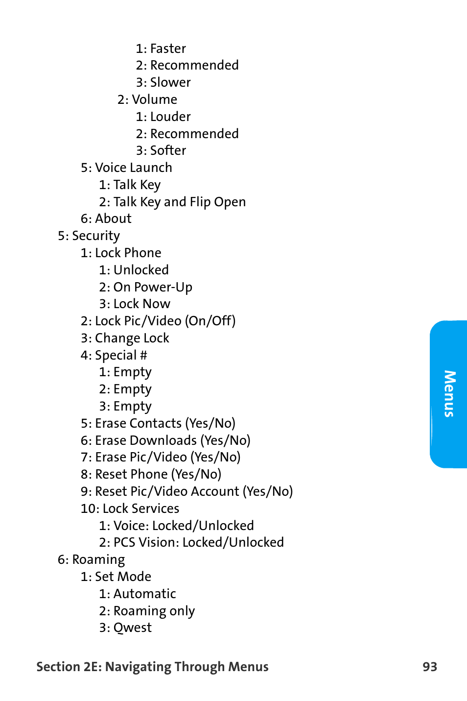 Menus | Samsung SPH-A880TSAQST User Manual | Page 101 / 259