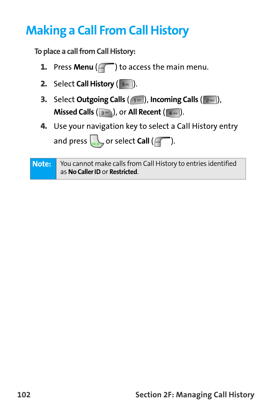 Making a call from call history | Samsung SPH-A880TSAQST User Manual | Page 110 / 259