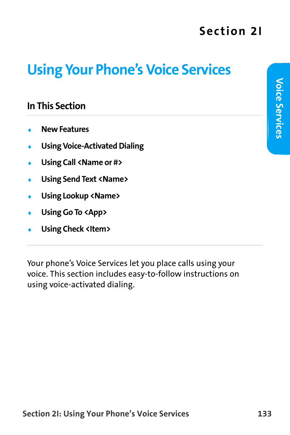 Using your phone’s voice services, 2i. using your phone’s voice services, Vo ice ser v ices | Samsung SPH-A880TSAQST User Manual | Page 141 / 259