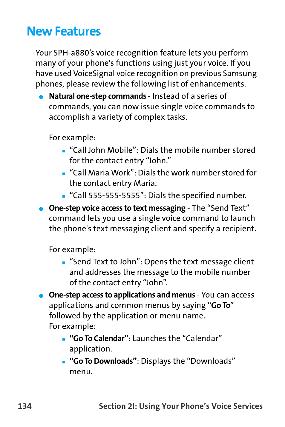 New features, Go to downloads” : displays the “downloads” menu | Samsung SPH-A880TSAQST User Manual | Page 142 / 259