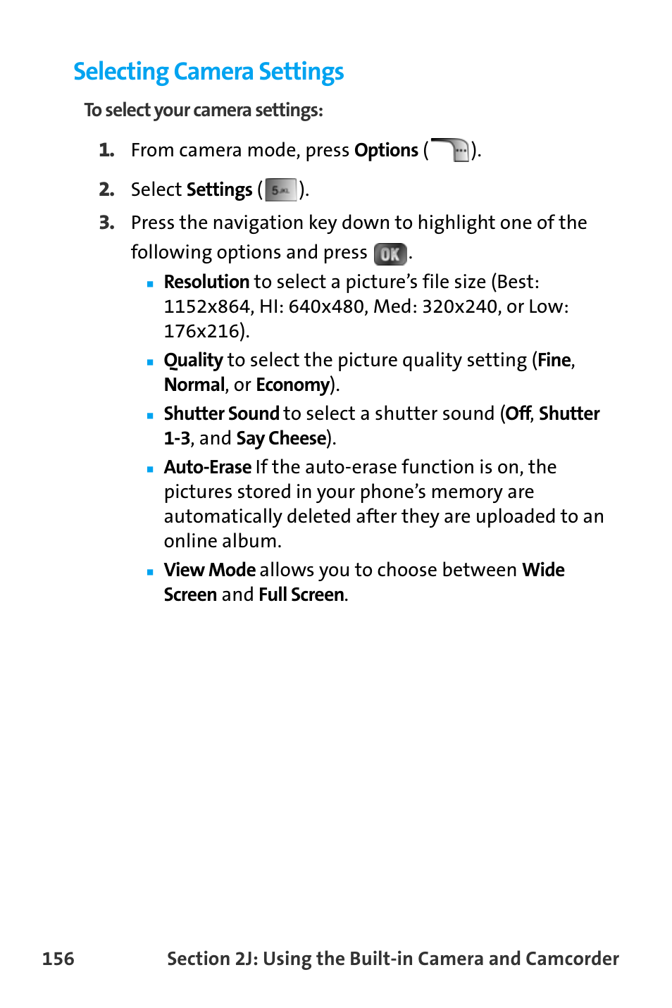 Selecting camera settings | Samsung SPH-A880TSAQST User Manual | Page 164 / 259