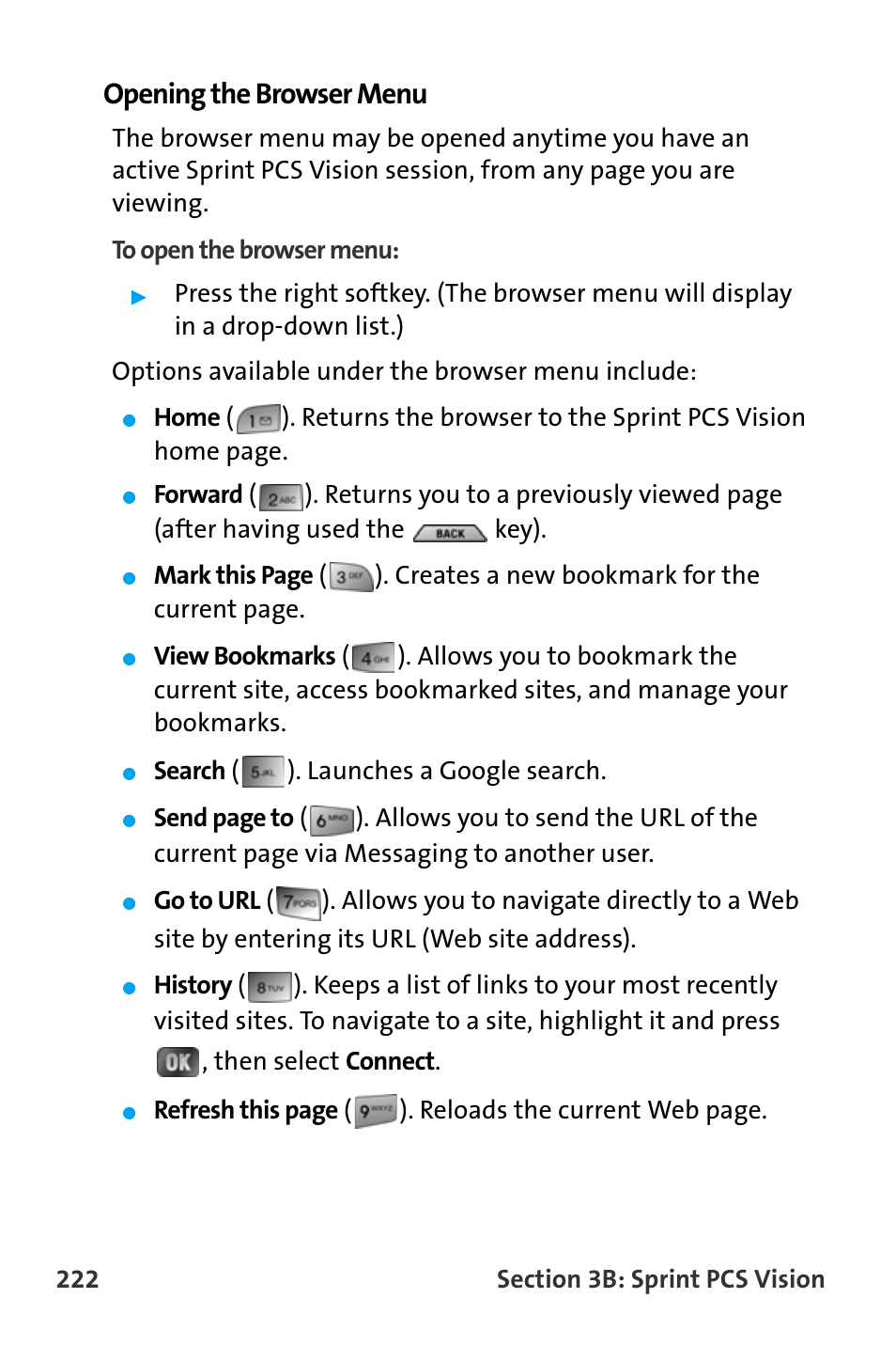 Opening the browser menu | Samsung SPH-A880TSAQST User Manual | Page 230 / 259