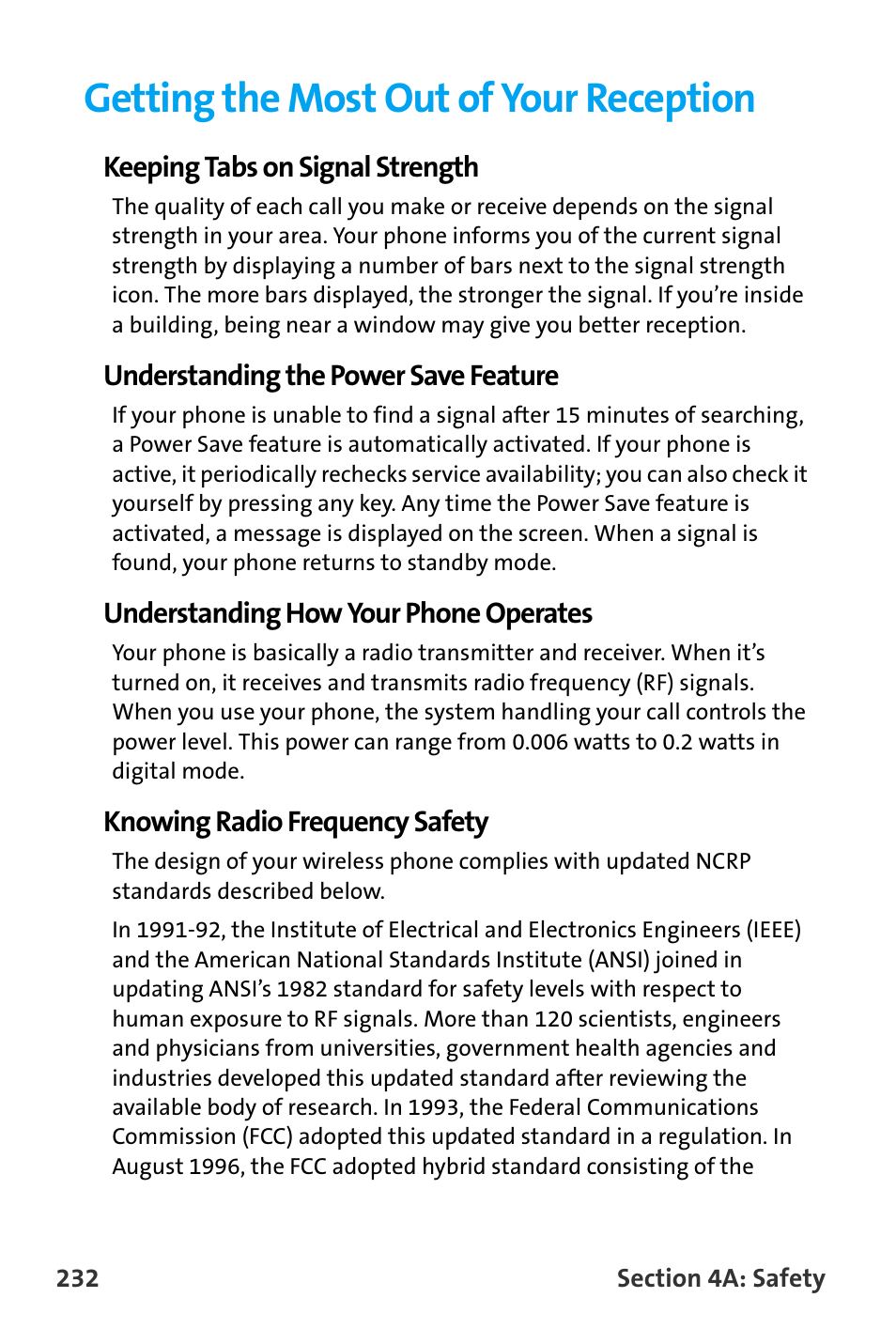 Getting the most out of your reception | Samsung SPH-A880TSAQST User Manual | Page 240 / 259