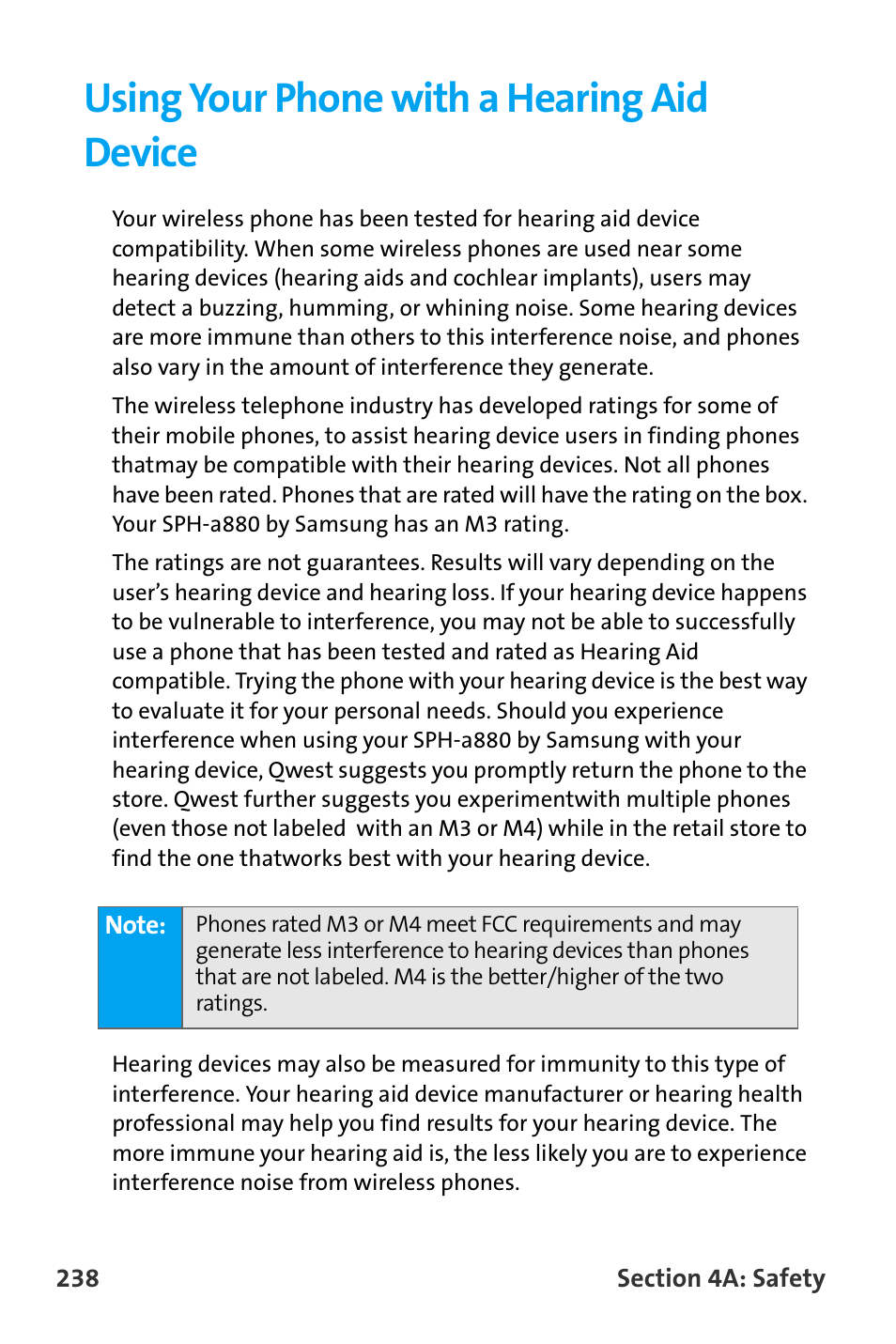 Using your phone with a hearing aid device | Samsung SPH-A880TSAQST User Manual | Page 246 / 259