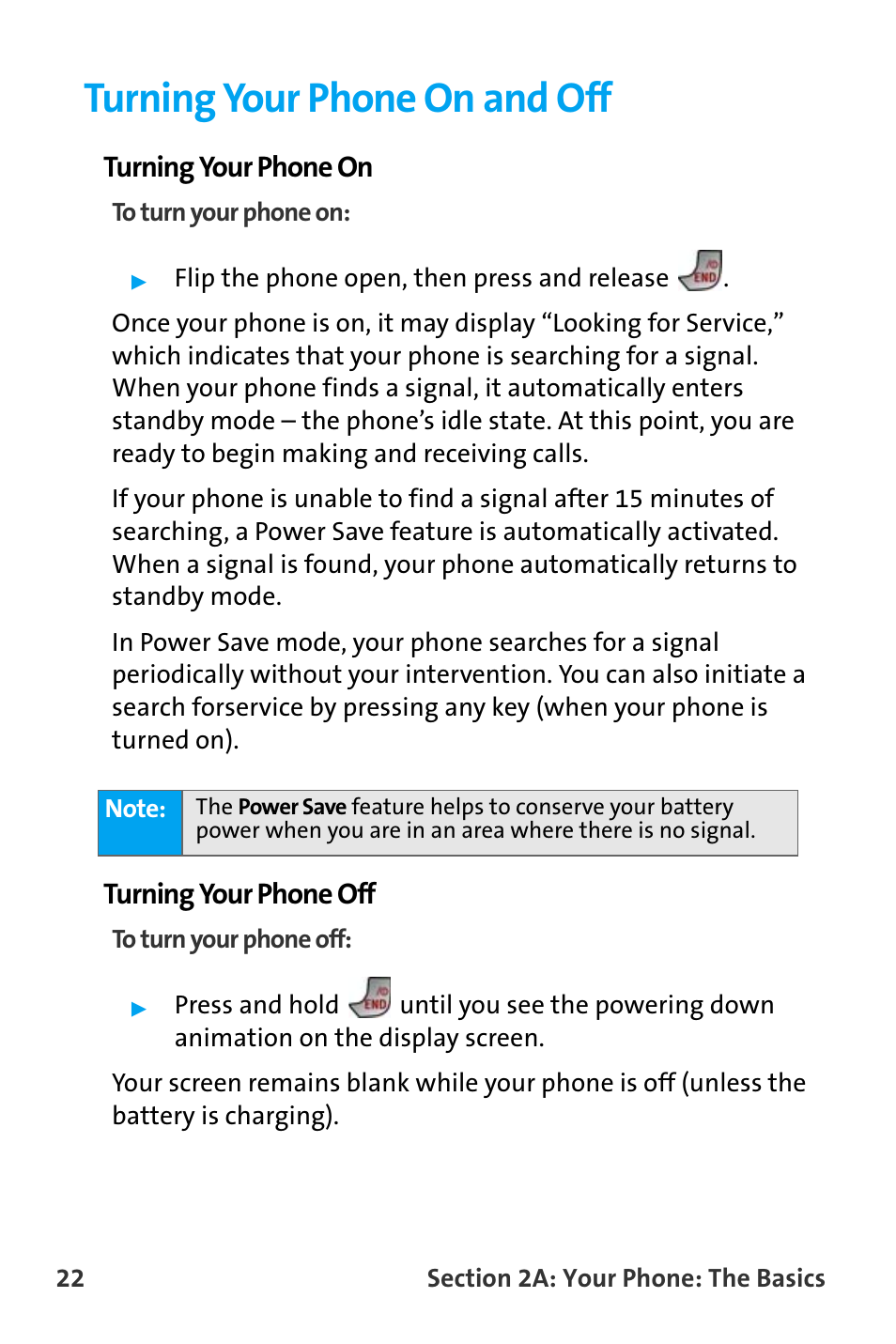 Turning your phone on and off | Samsung SPH-A880TSAQST User Manual | Page 30 / 259