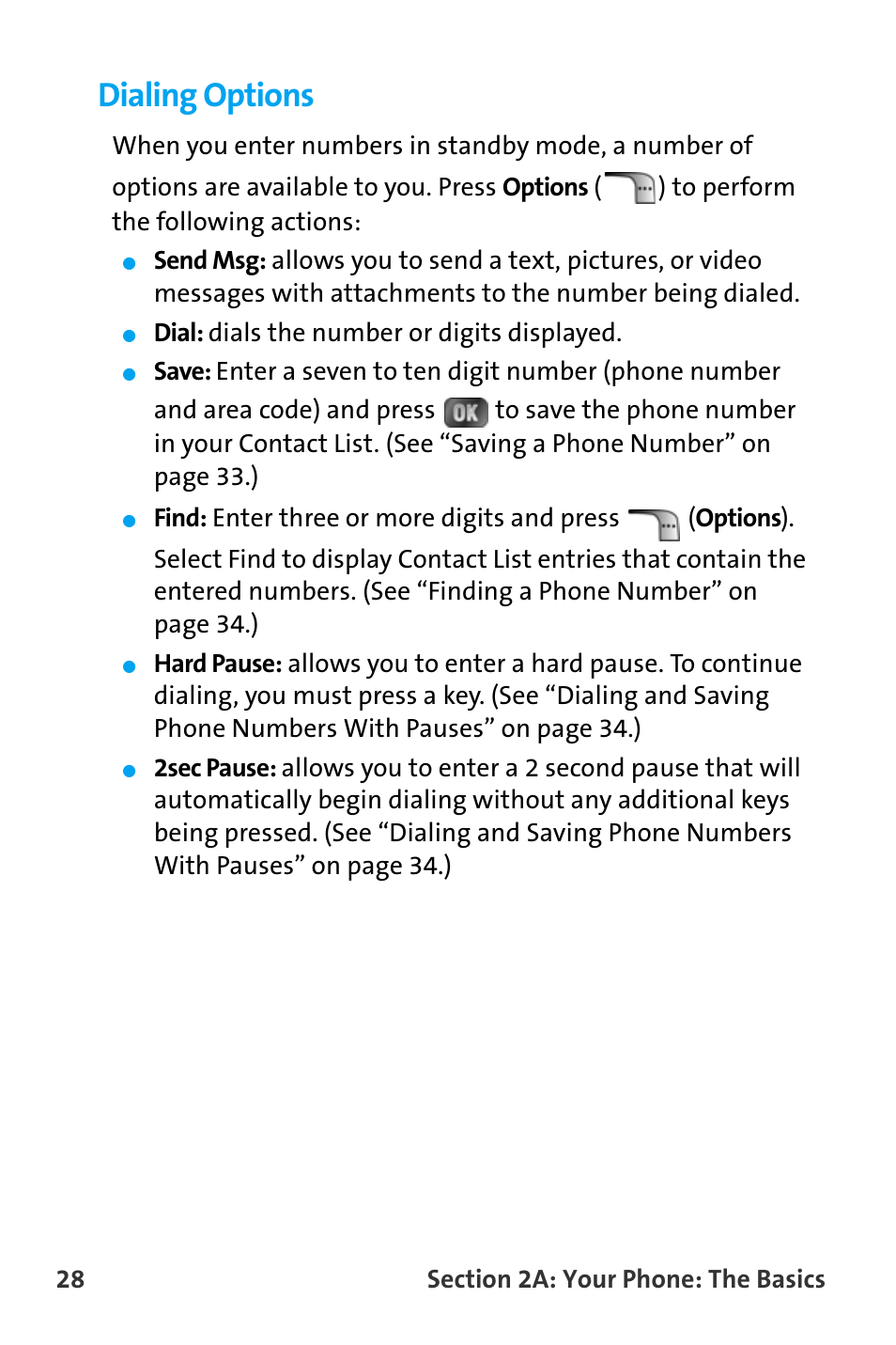 Dialing options | Samsung SPH-A880TSAQST User Manual | Page 36 / 259