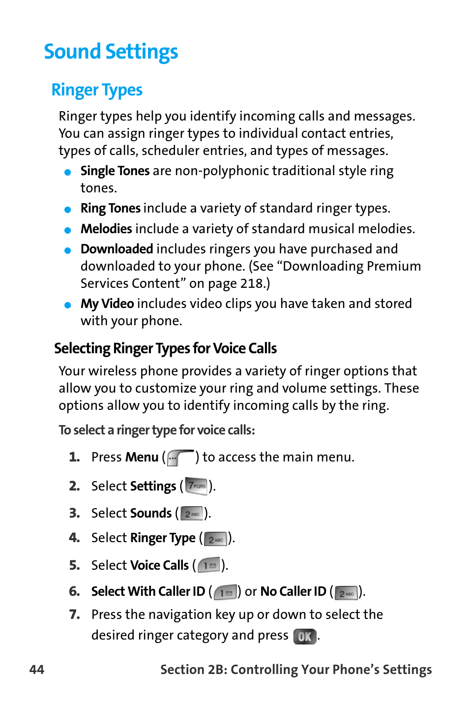 Sound settings, Ringer types | Samsung SPH-A880TSAQST User Manual | Page 52 / 259