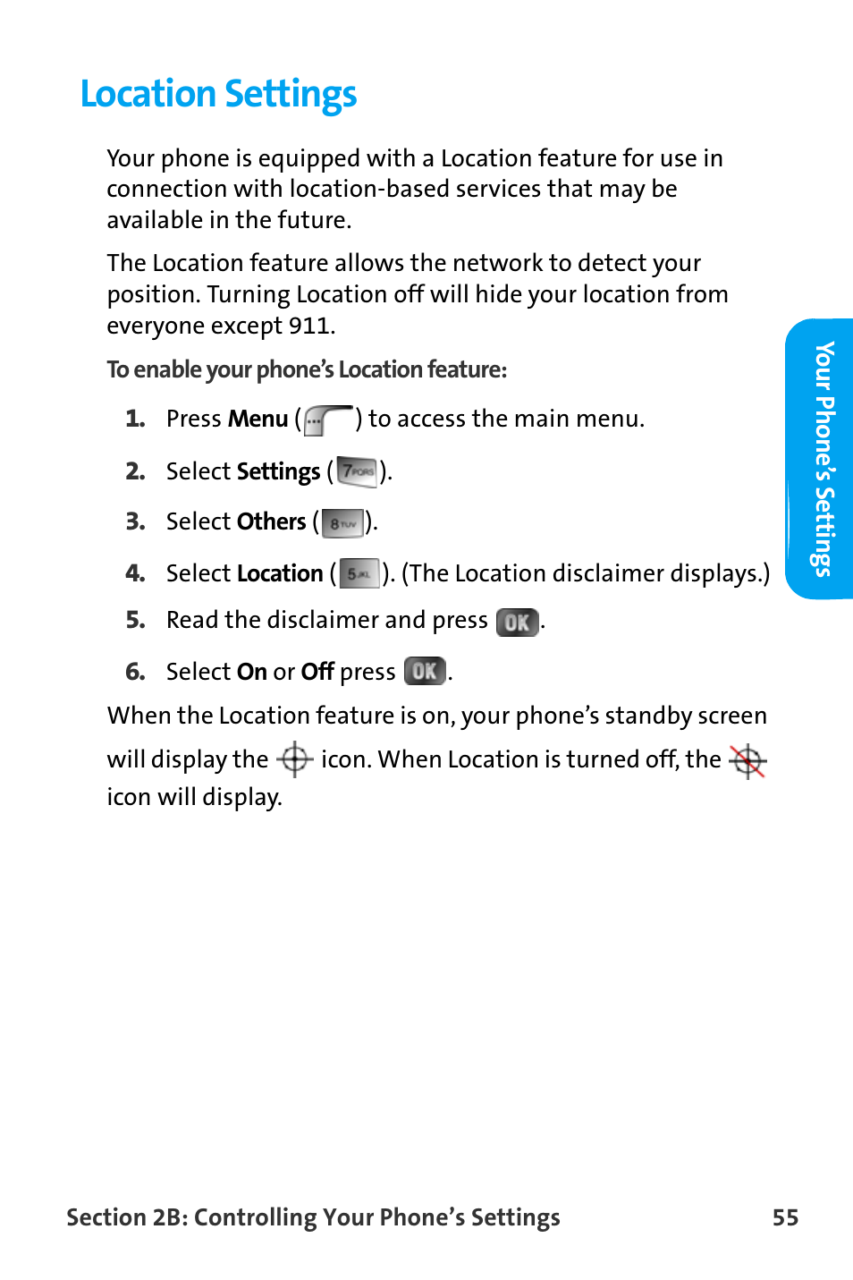 Location settings | Samsung SPH-A880TSAQST User Manual | Page 63 / 259