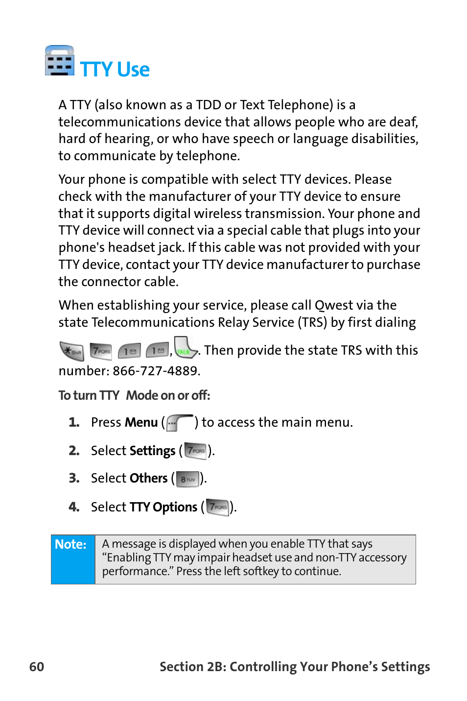 Tty use | Samsung SPH-A880TSAQST User Manual | Page 68 / 259